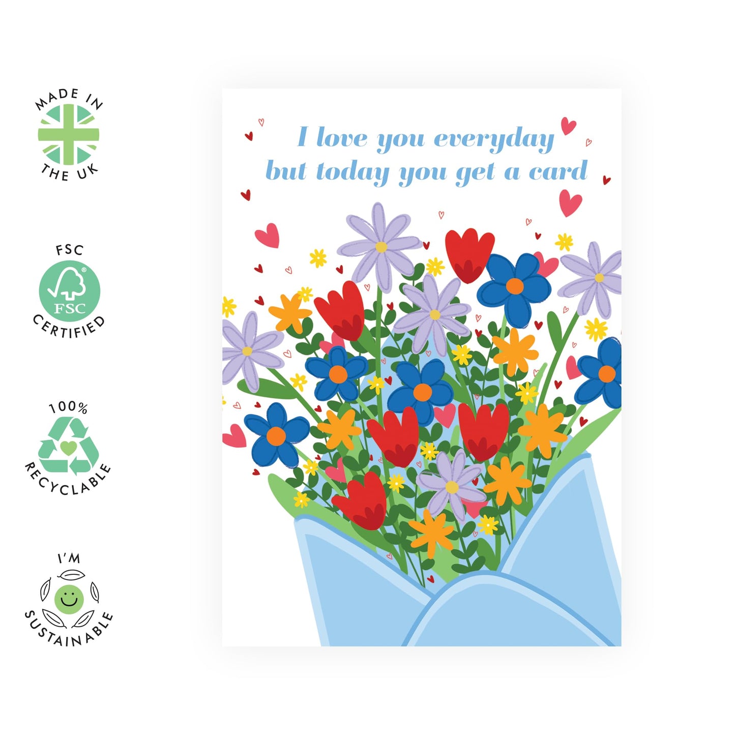 Cute I Love You Card - 'Love You Today' - Gifts for Husband, Wife, Girlfriend, Boyfriend, Married Couples, His, Her - Flowers For You - Comes with Fun Stickers