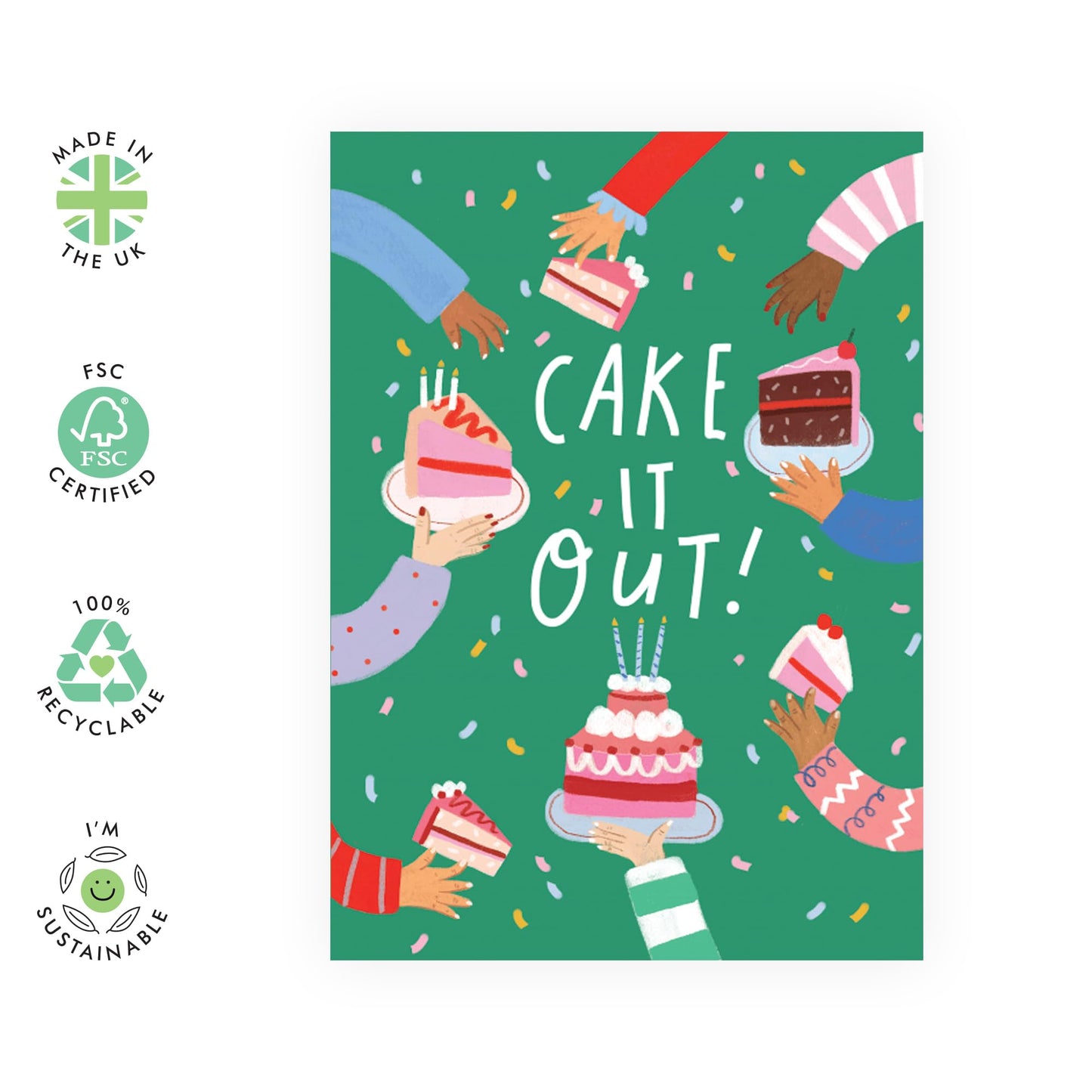 Greeting Card - 'CAKE IT OUT' - Perfect for Any Occasion with a Fun, Cake-Theme - Ideal for Adding a Touch of Joy and Celebration to Birthdays or Special Events - Comes With Stickers By Central 23