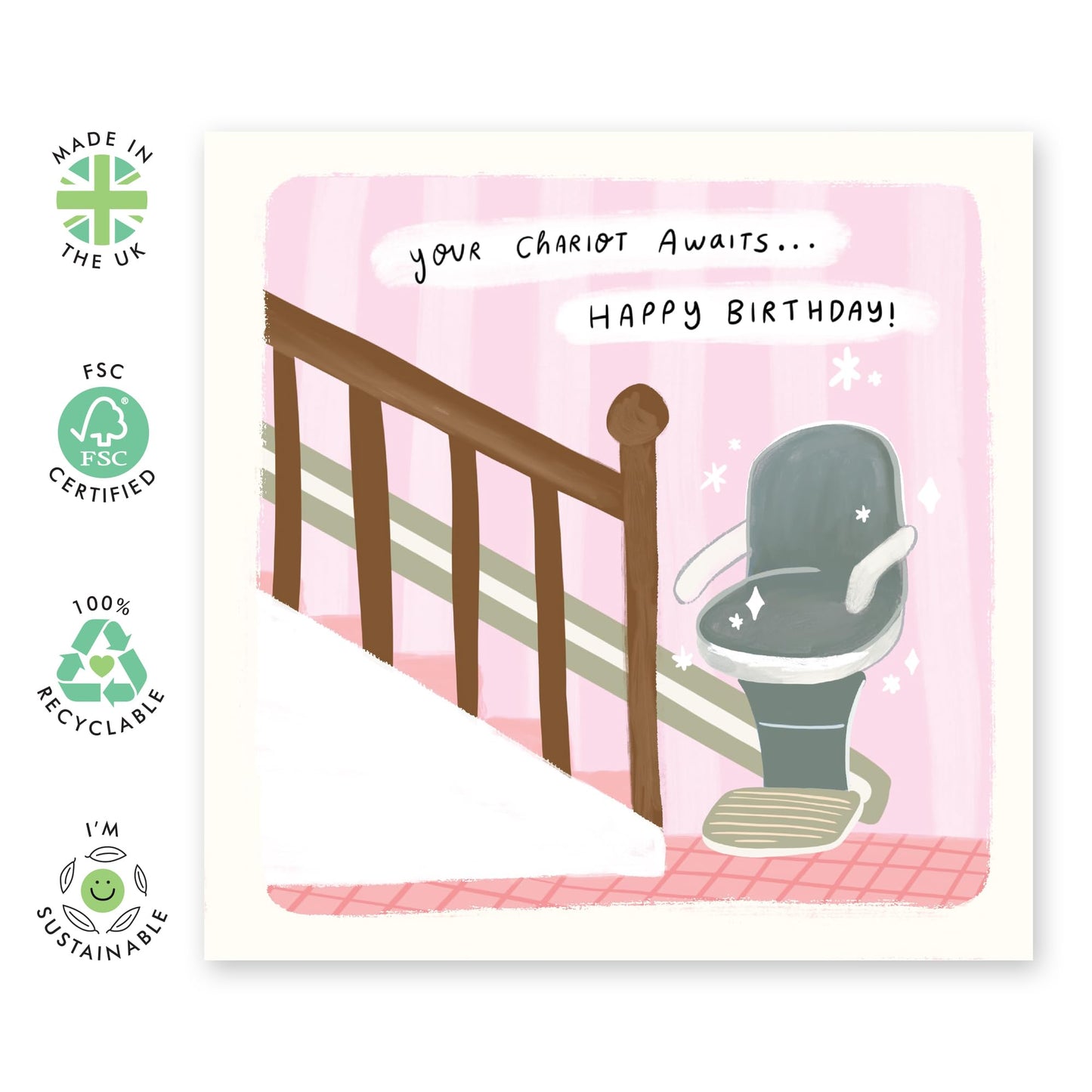 Funny Greeting Card - 'Your Chariot Awaits' - Gifts for Friends, Coworker, Bestie, BFF,Bruv, Lad, Mates, Girlfriend, Lad, Officemate - Toilet Seat - Comes with Fun Stickers