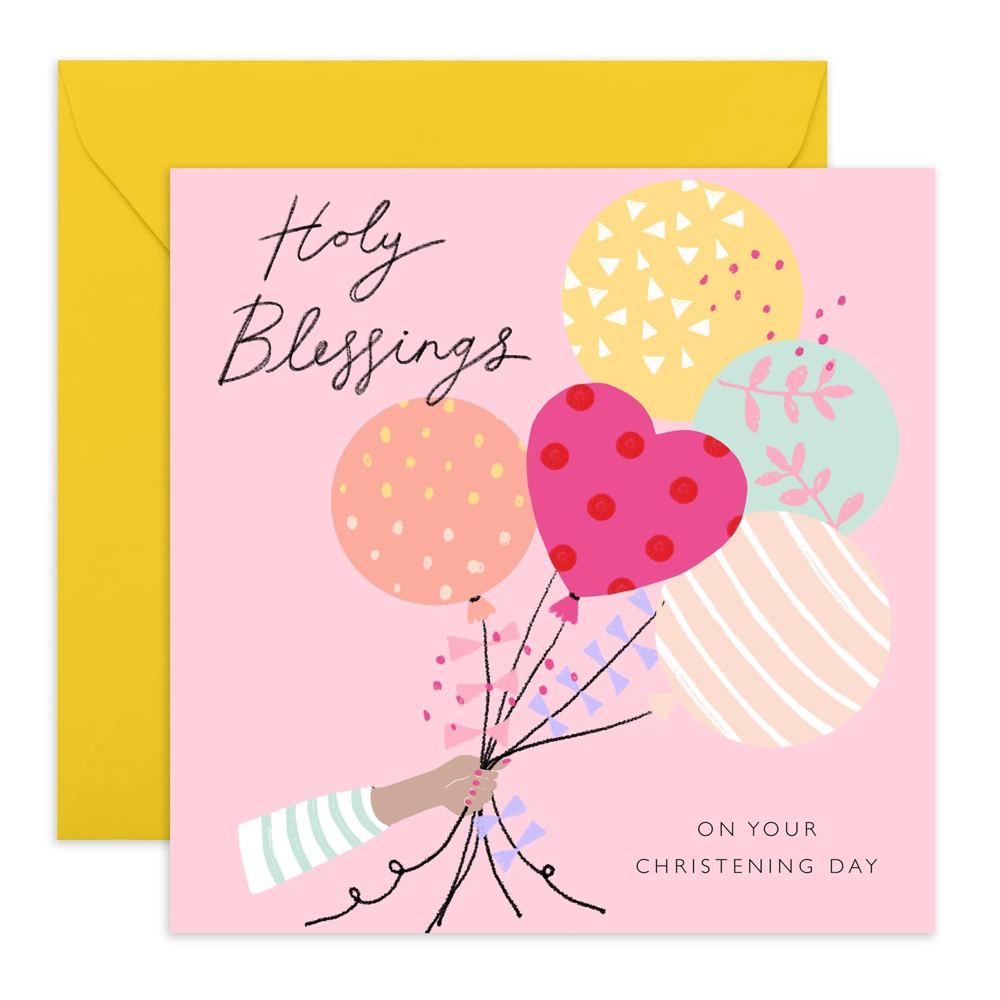 Christening Card For Baby Girl - Colourful Balloons Christening - Dedication Day Card Baby - Baptismal Card For Niece - Granddaughter - Gift From Aunt Uncle - Comes With Fun Stickers By Central 23