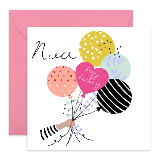 Birthday Card For Niece - To My Lovely Niece Bday Balloons - Trendy Greeting Cards For Girls Teens - Happy Birthday Niece Card - Celebration Gifts For Women Her - Comes With Stickers By Central 23