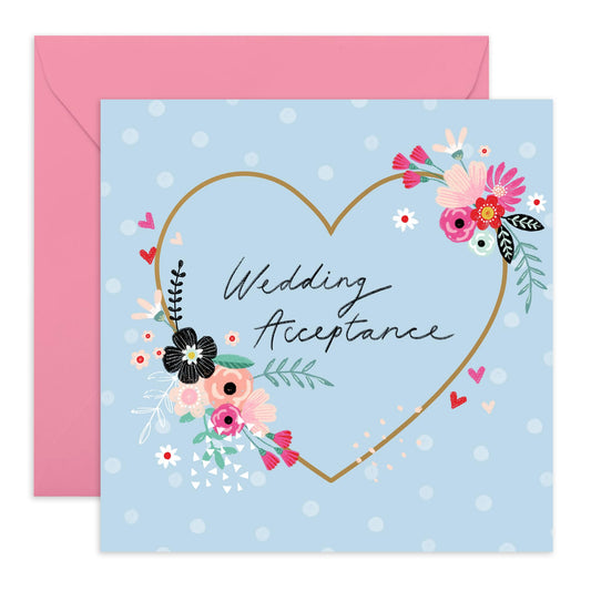 Wedding Acceptance Card From Groom Bride - Wedding Acceptance Spotty - Rsvp Reply Card For Friends - Wedding Invitations For Women Men - Floral Card For Guest - Comes With Fun Stickers By Central 23