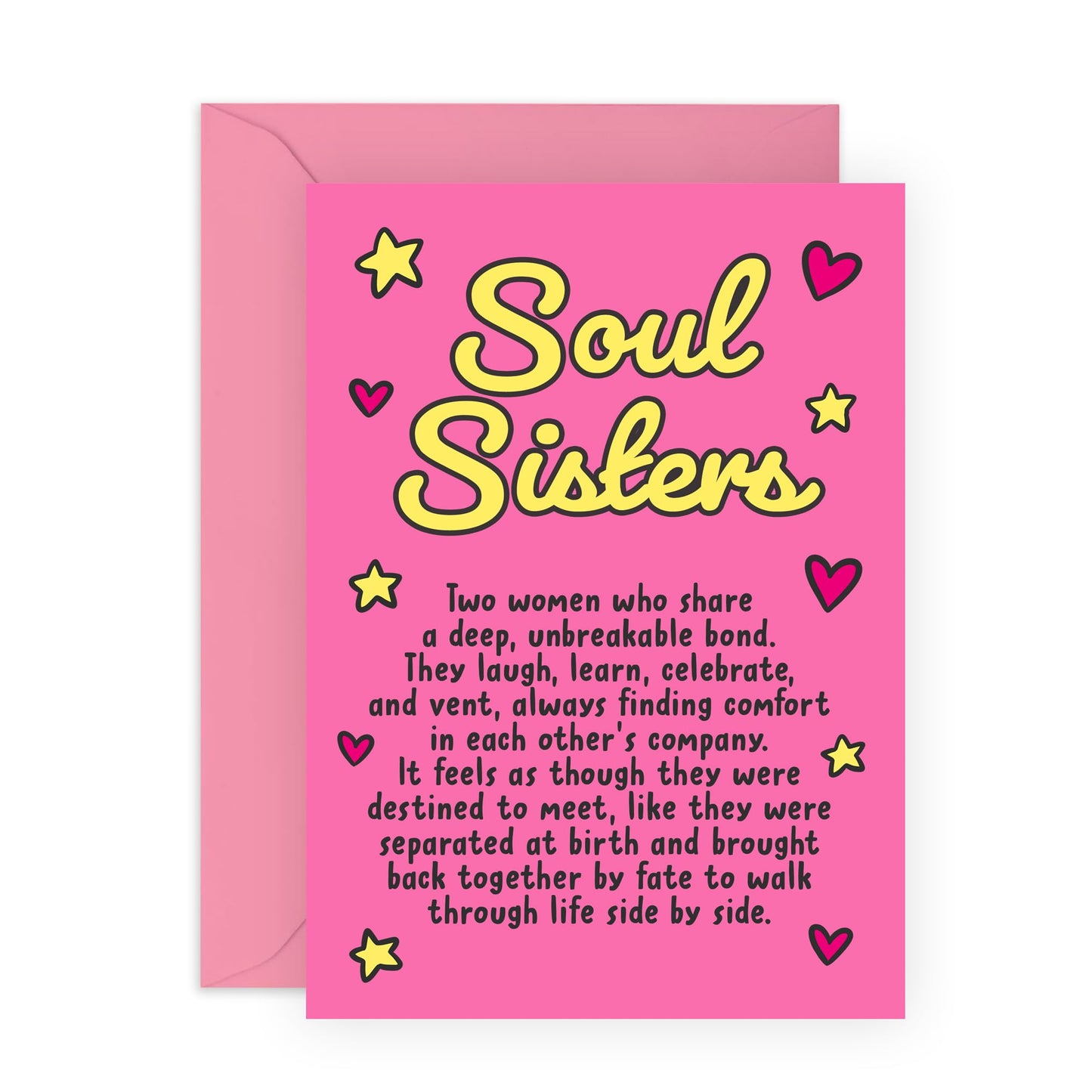Sweet Birthday Card Defining Friends - 'Soul Sisters' - Bestie, Girlfriends, BFF, Her, Sister, Sis, Colleagues, Partners - Comforting Each Other, Side By Side - Comes with Fun Stickers