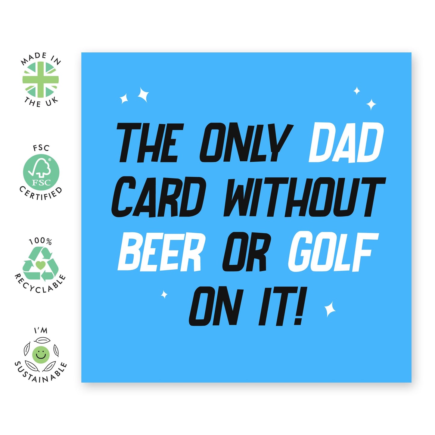 Dad Birthday Cards - Dad Card Without Beer Or Golf - Humour Banter - Funny Fathers Day Card For Daddy Father Papa - Gifts For Him - Comes With Stickers - By Central 23