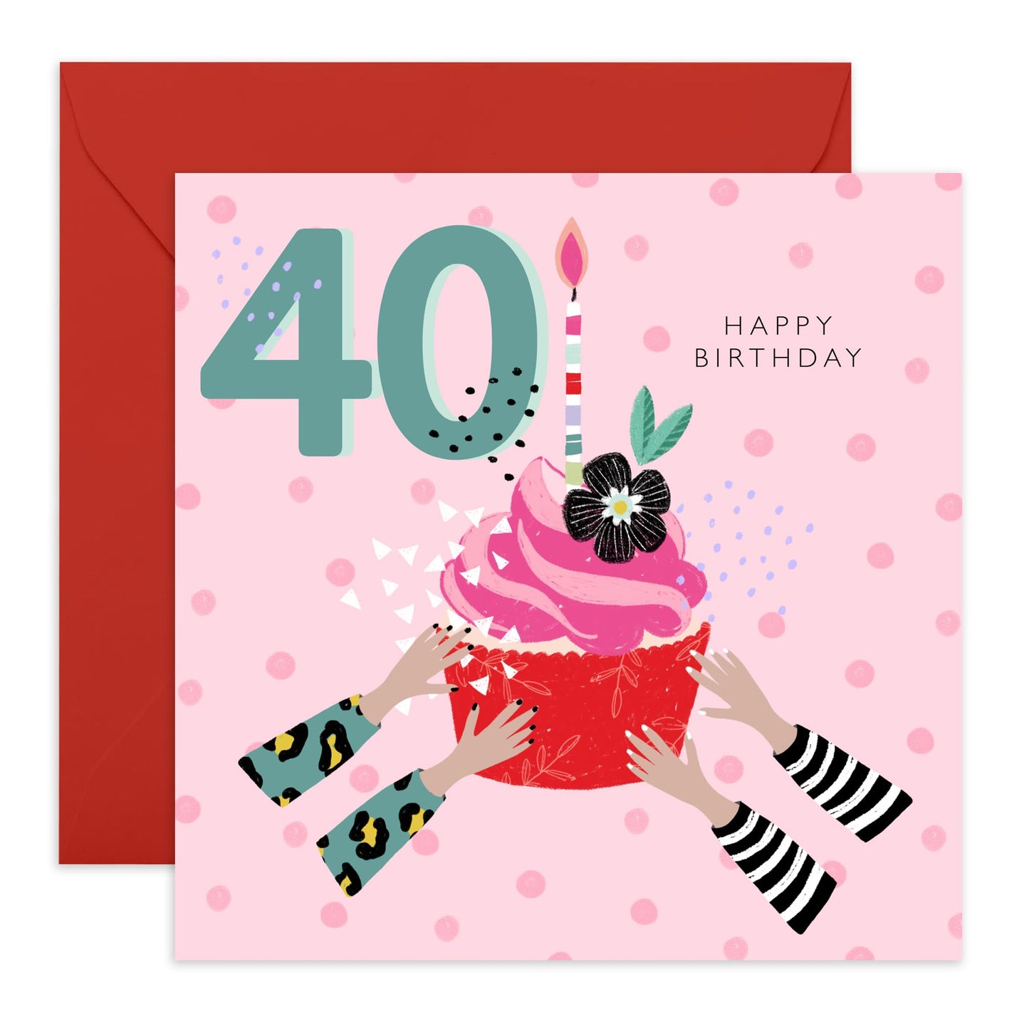 40th Birthday Cards For Women - Happy 40th Gifts - You're 40 Have A Cupcake - Milestone Age Cards For Forty Year Old - Gifts For Sister Friends - Comes With Stickers By Central 23
