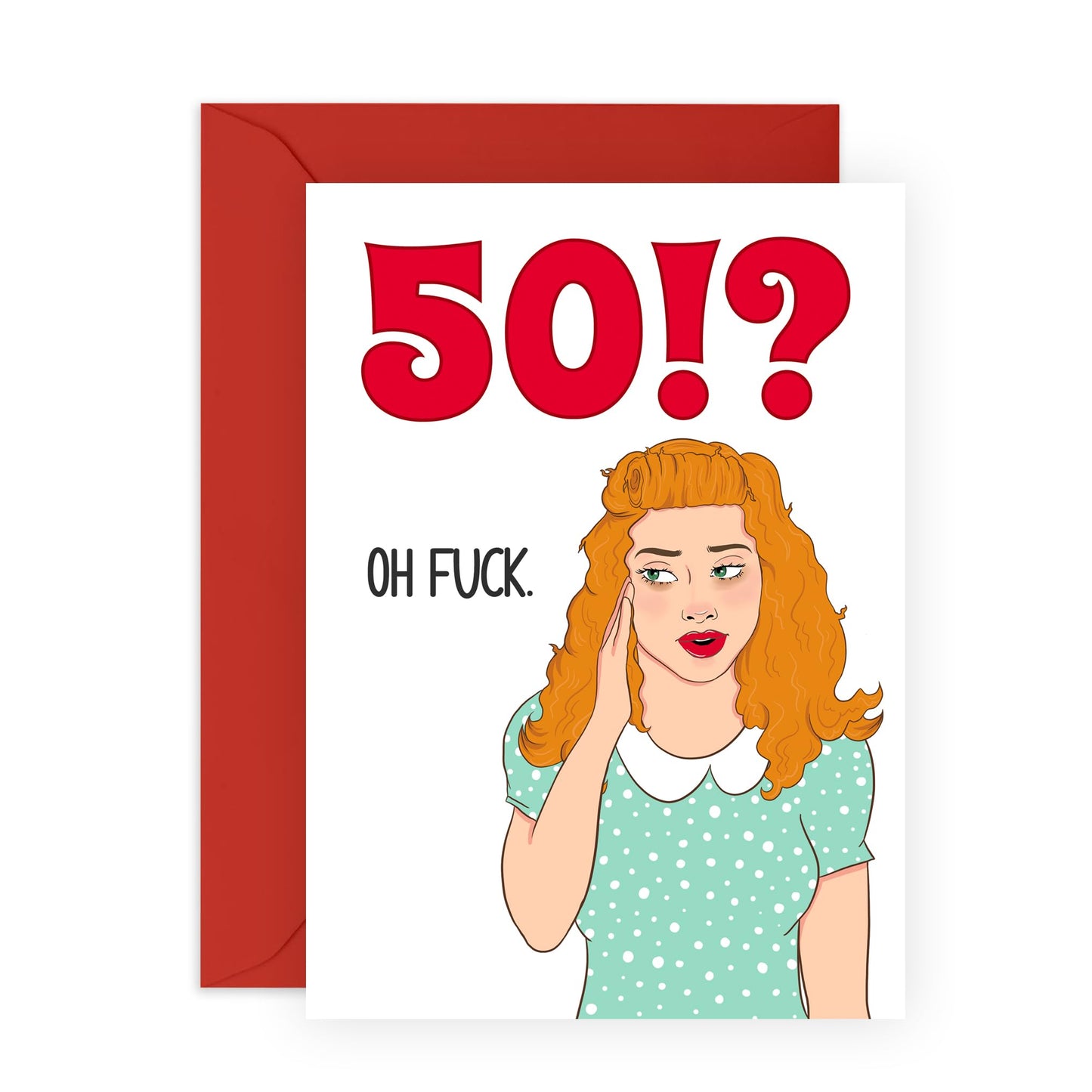 50th Birthday Cards For Women - 50 Oh F*ck Lady - Funny Retro Greeting Cards For Her Fiftieth - Milestone Age Cards For Fifty Year Old - Gifts For Mum Sister - Comes With Stickers By Central 23