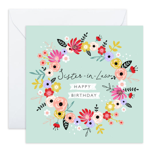 Flower Bouquet Card For Sister In Law - Pretty Floral Cards - Love Cards For Her - Sister-in-law Gifts Presents - Happy Birthday Greeting Cards For Women - Comes With Stickers By Central 23