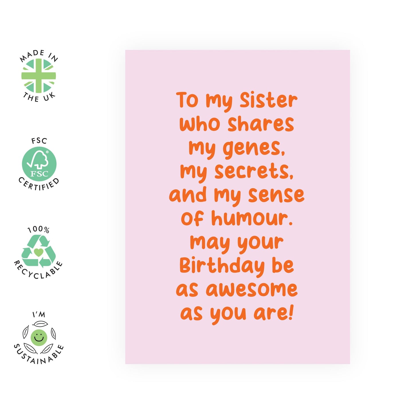 Happy Birthday Sister Card - May Your Birthday Be As Awesome As You Are - Sweet Heartfelt Message For Sister - Greeting Cards For Women Female - Gifts For Her - Comes With Fun Stickers By Central 23