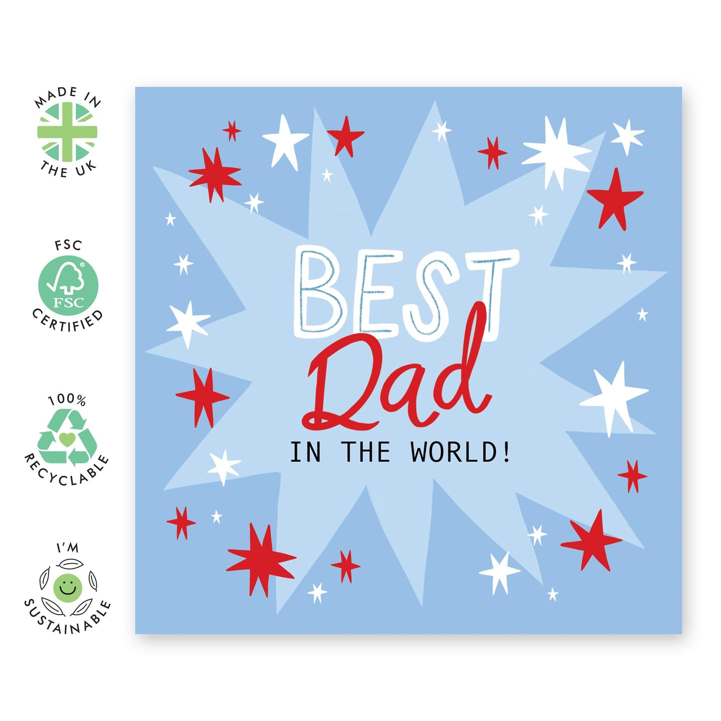 Heartfelt Card - 'BEST DAD IN THE WORLD' - For New Dads Fathers Day Card Dad Birthday From Daughter Son Wife - Appreciation Card - Perfect For Any Occasion - Comes With Stickers By Central 23