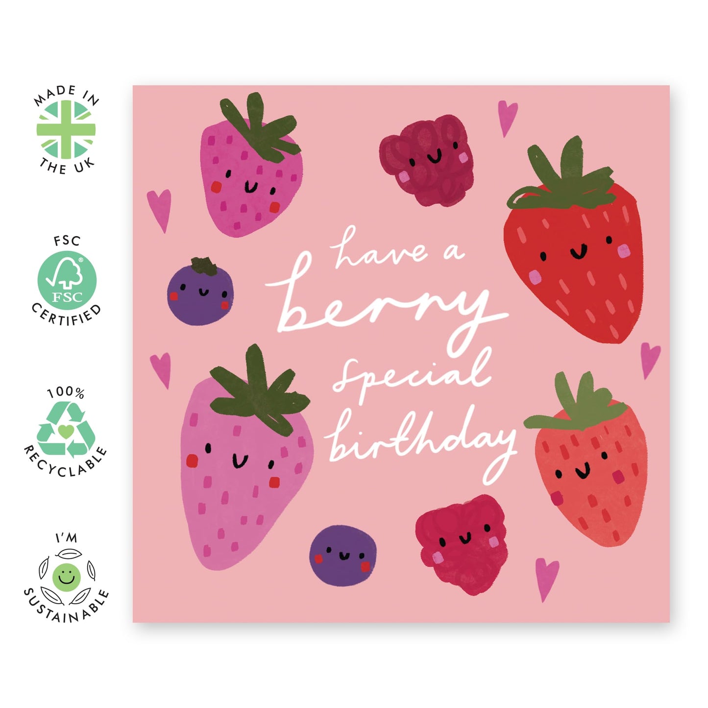 Strawberries Birthday Card - 'Berry Special Birthday' - Gifts for Best Friends, Besties, BFF,Girlfriends, Sister, Sis, Gals, Wife, Girlfriend, Her - Berry Sweet - Comes with Fun Stickers