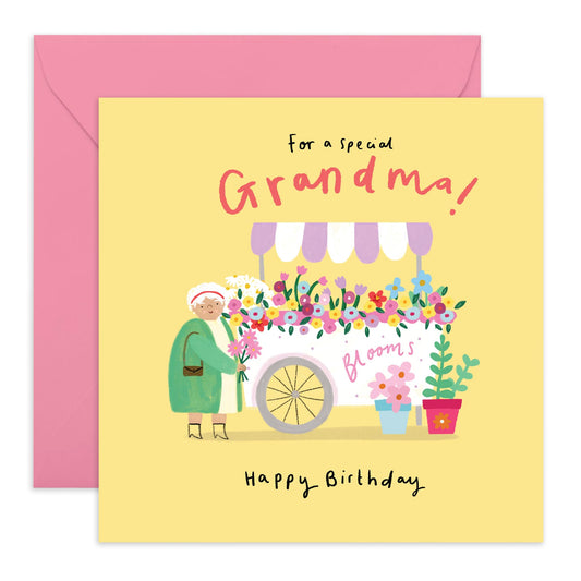 Happy Birthday Grandma Card - For A Special Grandma - Grandma Birthday Card For Women - Floral Gifts For Grandmother Nana Granny - Comes With Cute Stickers By Central 23