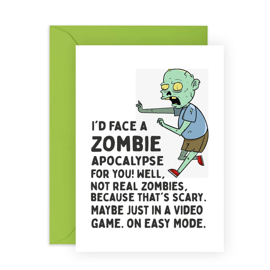 Anniversary Cards For Wife Husband - Id Face A Zombie Apocalypse - Funny Valentines Cards For Boyfriend Girlfriend - Wedding Anniversary Card For Couple - Comes With Stickers By Central 23