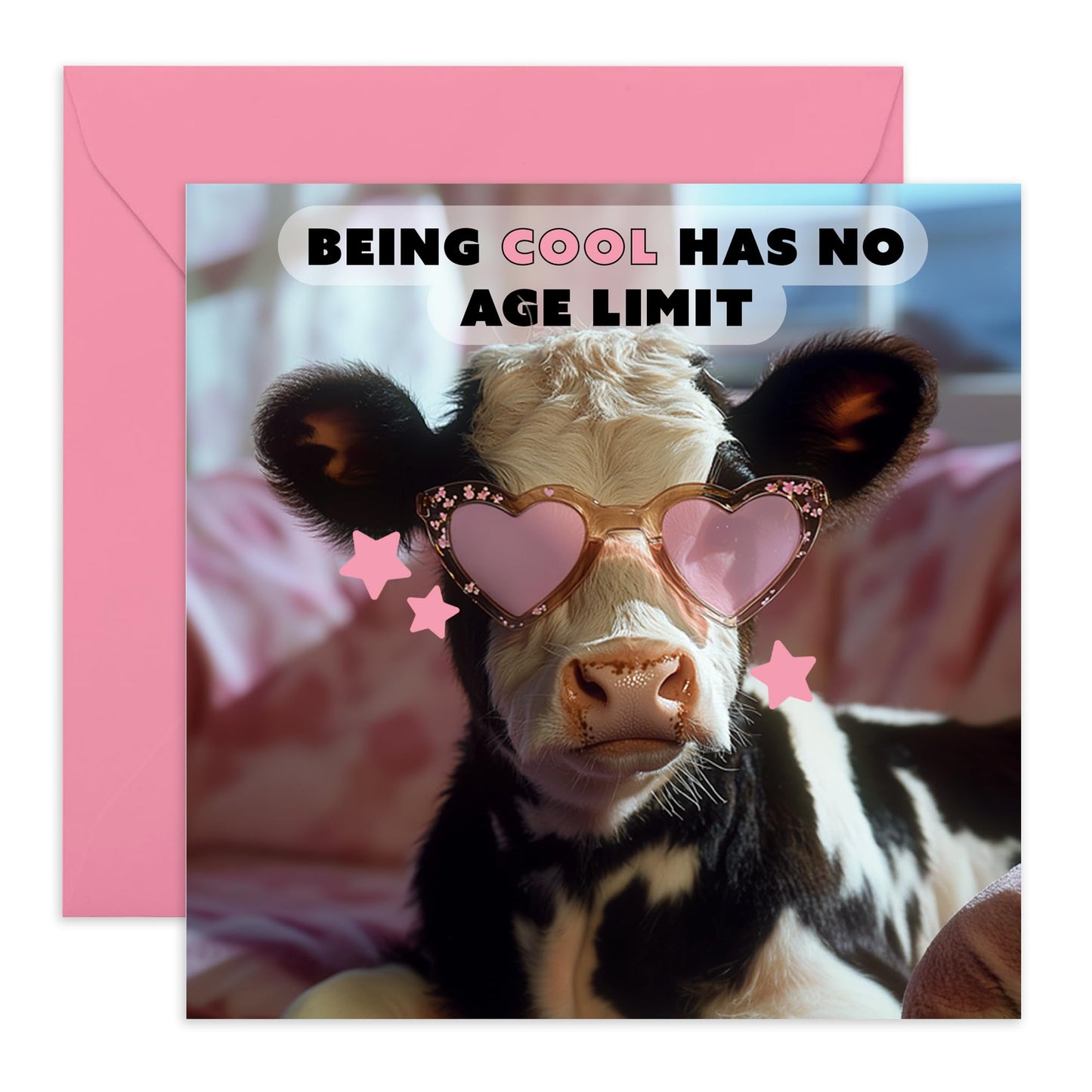 Funny Birthday Cards For Women - Being Cool Has No Age Limit Cow - Sister Birthday Cards - Mum Birthday Card - Hilarious Gifts For Her Female Friends - Comes With Cute Stickers By Central 23