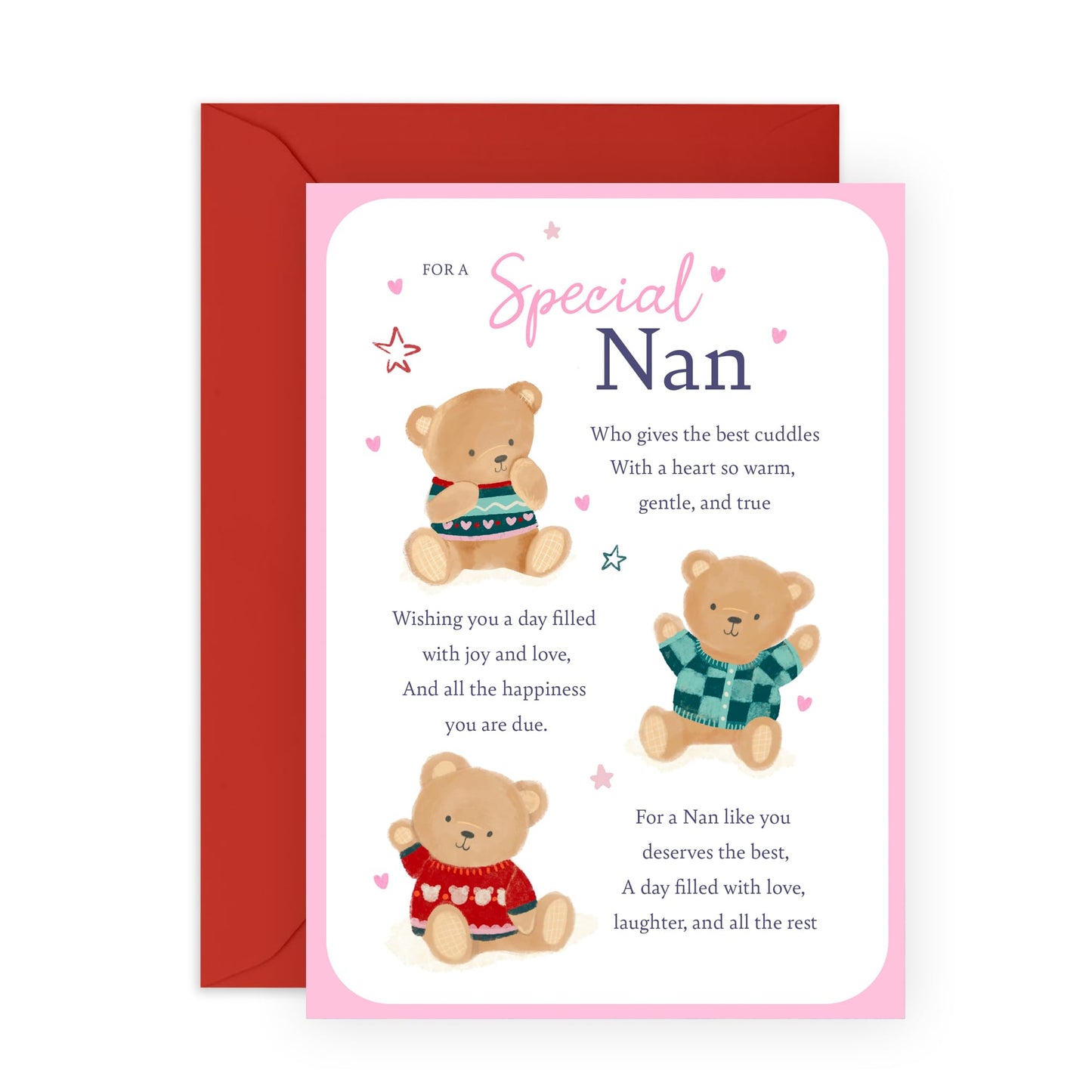 Grandmother's Sweet Greeting Card - 'Teddy Nan' - Gifts for Grandmam, Grandmum, Grandmummy, Mimi, Nanna - Cuddles For You - Comes with Fun Stickers