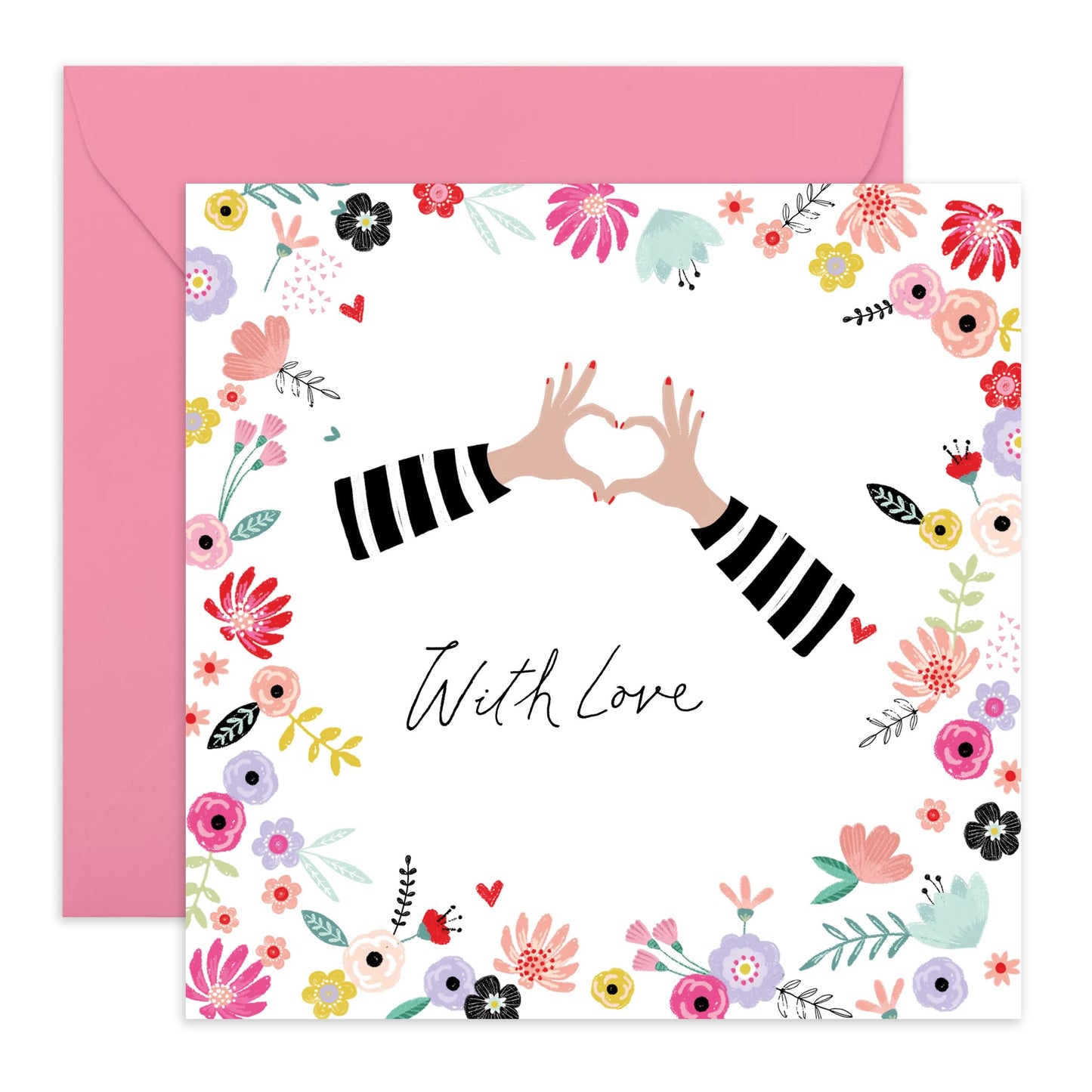 Valentines Card Girlfriend - With Love Heart Hands - Mothers Day Card From Son Daughter - Wife Anniversary Card - Birthday Card For Women - Love Cards For Her - Comes With Stickers By Central 23