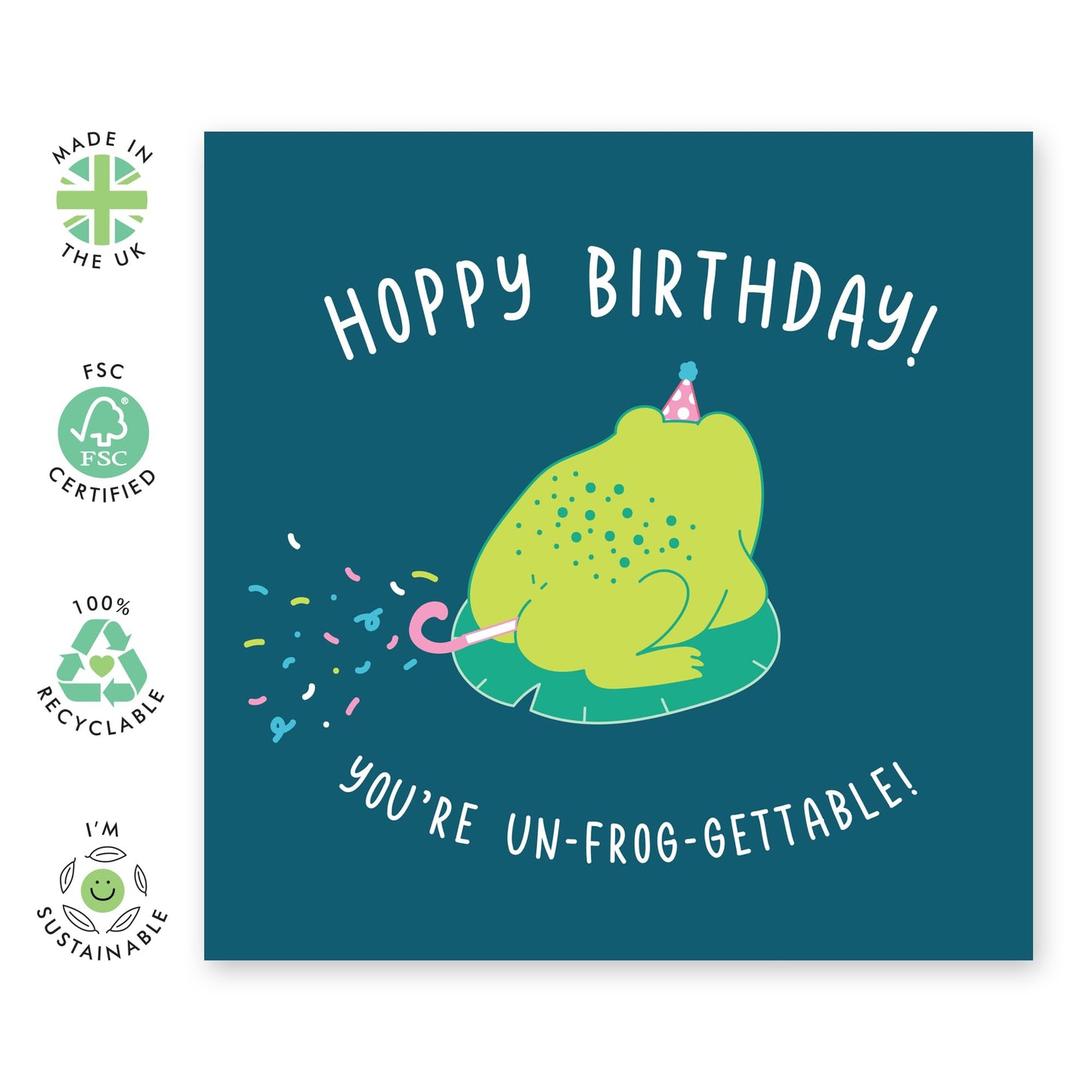 Very Funny Birthday Card Frog - 'Hoppy Birthday Unfrogettable' - Gifts for Best Friend, Besties, Sister, BFF, Colleagues - Party Farts - Comes with Fun Stickers