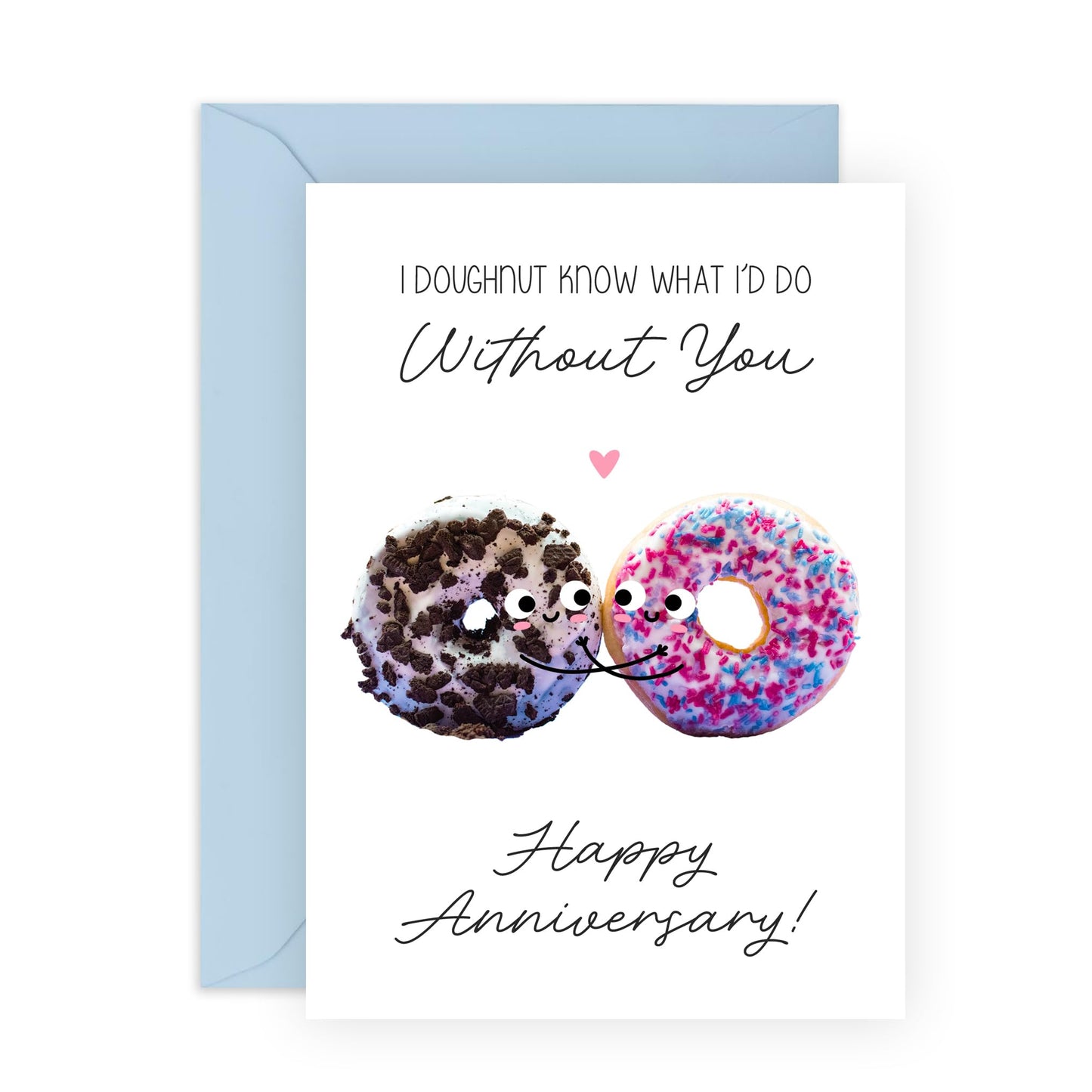 Cute and Fun Anniversary Card for Him or Her - 'Doughnut Anniversary' - Gifts for Wife, Husband, Girlfriend, Boyfriend, Babe, Other Half - Romantic Presents for Men Women - Comes with Fun Stickers