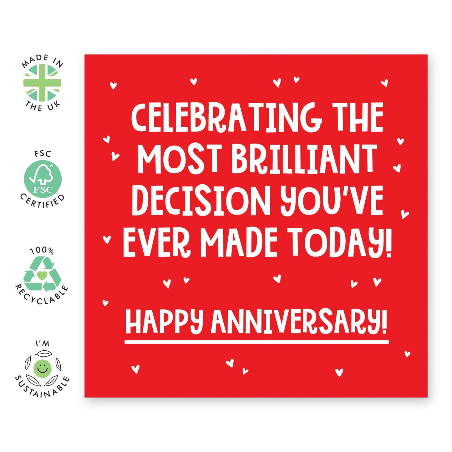 Greeting Card - 'BEST DECISION ANNIVERSARY' - Perfect for Celebrating the Choice of Love & Commitment - Ideal for Adding a Touch of Appreciation to Your Special Day - Comes With Stickers By Central 23