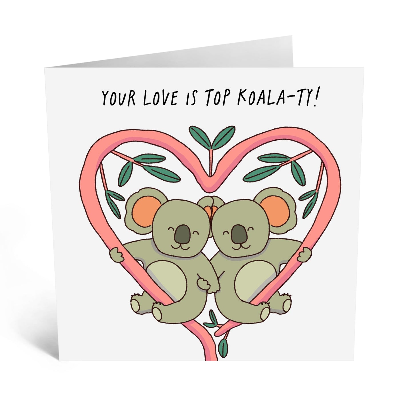 Greeting Card - 'KOALA-TY LOVE' - Perfect for Showing Affection with a Lovely Koala Design - Ideal for Girlfriend, Boyfriend, Husband, Wife, or Anyone Special - Comes with Stickers by Central 23