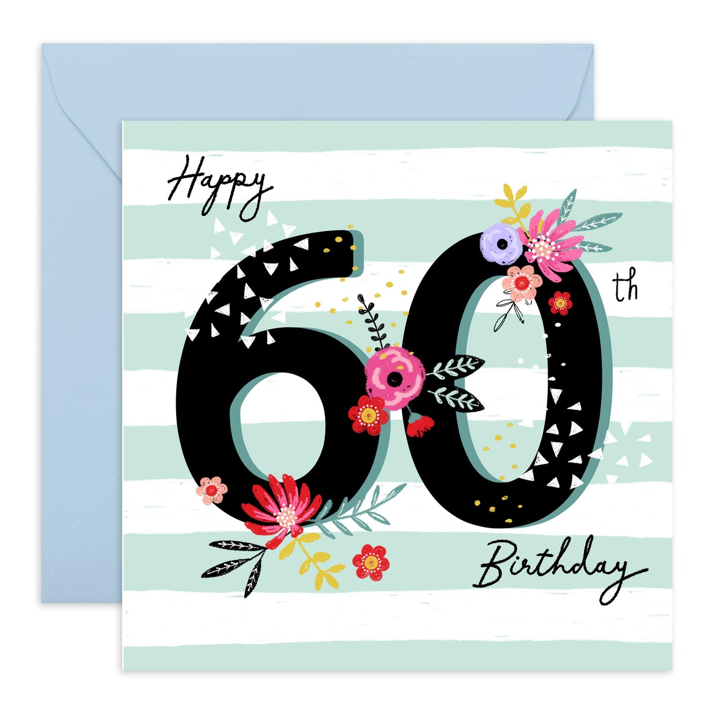 Happy 60th Birthday Cards For Women - Mum Birthday Cards For Her - Age Sixty Milestone Cards For Nan Aunt Wife Sister - Elegant Gifts For Her Sixtieth - Comes With Stickers By Central 23