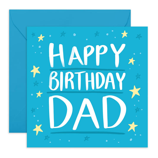 Dad's Simple Birthday Card - 'Happy Birthday Dad' - Gifts for Daddy, Fathers, Pops, In-Laws, Step Dad, Family - Enjoy your day - Comes with Fun Stickers