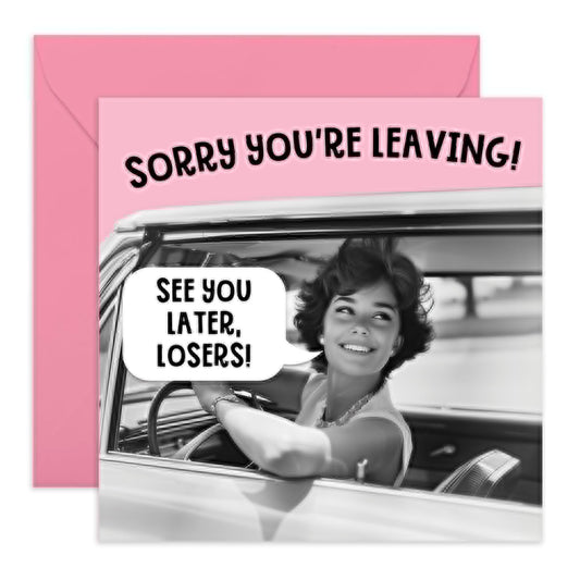 Farewell Greeting Card - 'SORRY YOU'RE LEAVING' - Perfect for Saying Goodbye with a Touch of Playful and Fun Design - Ideal for Friends, Family, and Colleagues - Comes With Stickers By Central 23