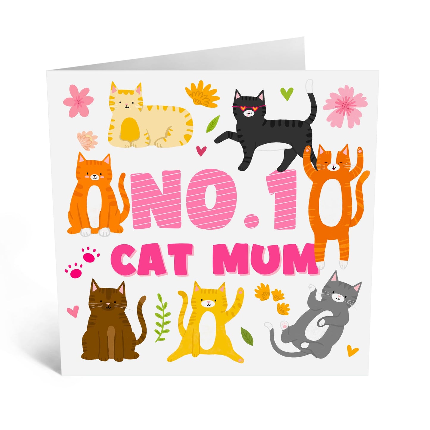 Cat Mum Card - 'NO.1 CAT MUM' - Perfect For Cat Lovers - Ideal For Birthdays, Mother’s Day, Or Special Occasions - Show Appreciation For The Best Cat mum - Includes Envelope And Stickers By Central 23