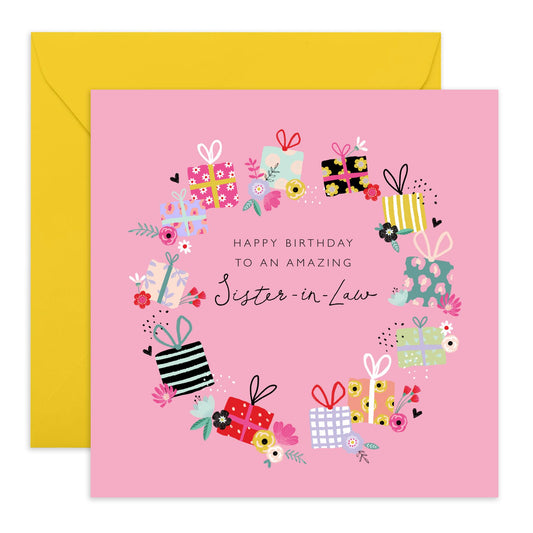 Happy Birthday Cards For Women - Sister In Law Birthday Cards For Her - Birthday Greeting Cards For Sis-in Law - Sweet Thoughtful Heartfelt Gifts Presents Pink - Comes With Stickers By Central 23