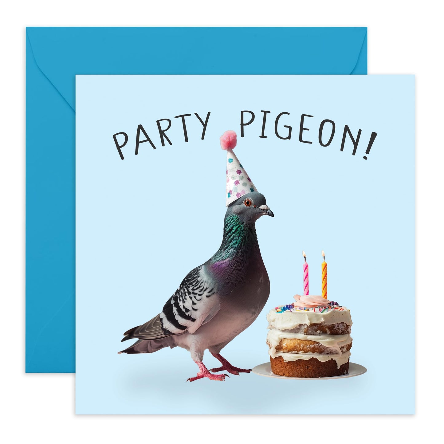 Greeting Card - 'PARTY PIGEON' - Perfect for Any Occasion with a Fun & Playful Design - Ideal for Adding a Touch of Humor & Joy to Celebrations or Everyday Moments - Comes With Stickers By Central 23