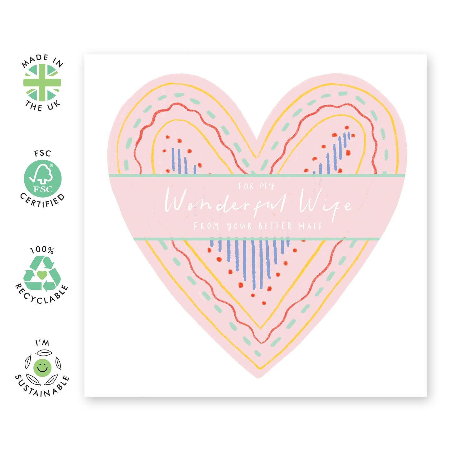 Wedding Anniversary Card For Wife - Wonderful Wife - Anniversary Cards For Couples - Romantic Cards For Her - Greeting Card Gift - Wife Birthday Card From Husband - Comes With Cute Stickers