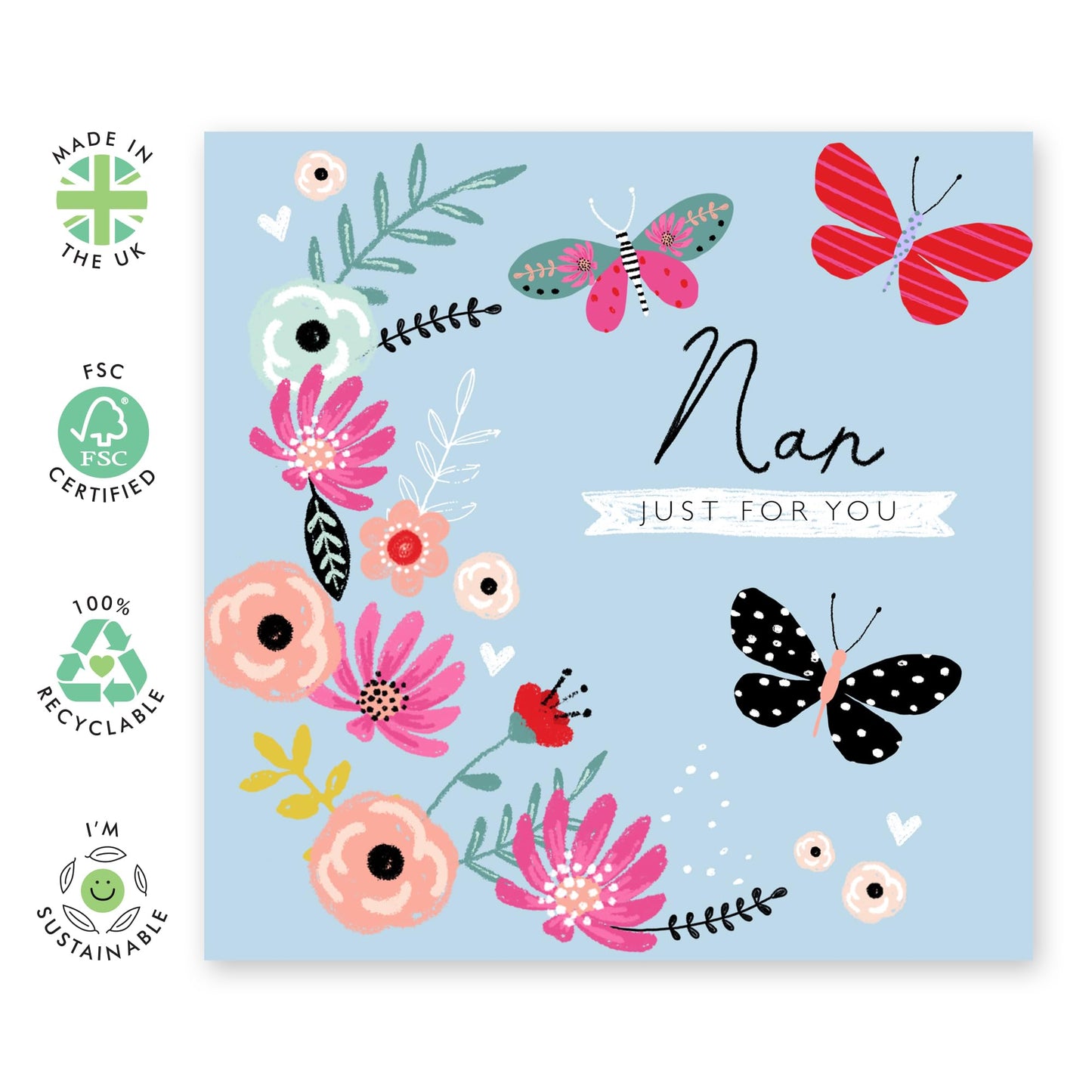 Mother's Day Card For Grandma - Nan Birthday Cards - Floral Birthday Card For Women - Granny Greeting Cards Flowers - Nanny Grandmother Gifts For Her - Comes With Fun Stickers By Central 23