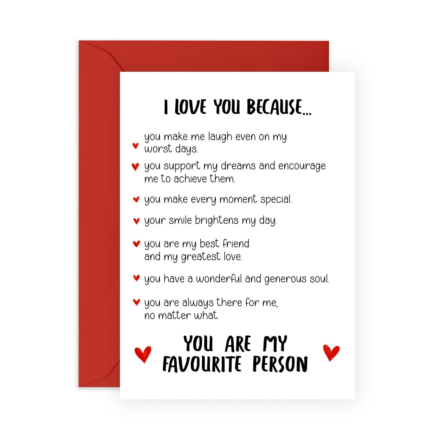 Greeting Card - 'I LOVE YOU BECAUSE' - Perfect for Expressing Your Heartfelt Feelings with a Personal Touch - Ideal for Partners, Loved Ones, and Anyone You Cherish - Comes with Stickers By Central 23