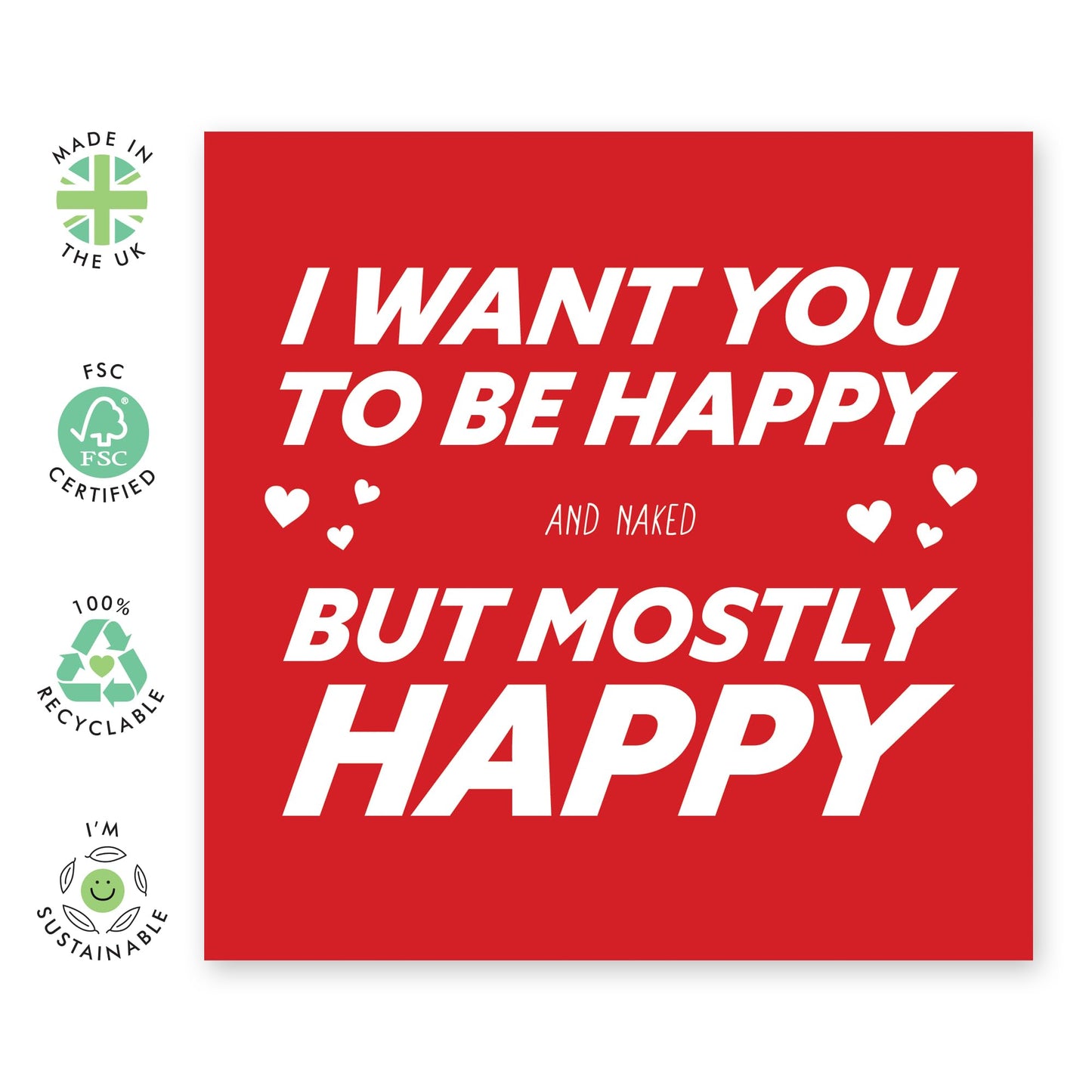 Funny Anniversary Card For Couple - Want You To Be Happy & Naked - Raunchy Valentines Day Cards For Husband - Birthday Card For Wife - I Love You Gifts For Him Her - Comes With Stickers By Central 23
