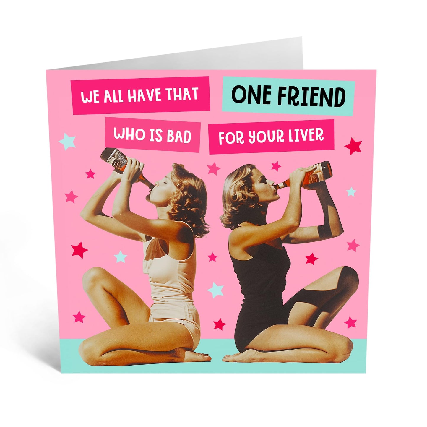 Humorous Greeting Card - 'ONE FRIEND BAD FOR YOUR LIVER' - Perfect for Celebrating Friendships with a Funny Twist - Ideal for Those Who Enjoy a Laugh & Good Company - Comes With Stickers By Central 23