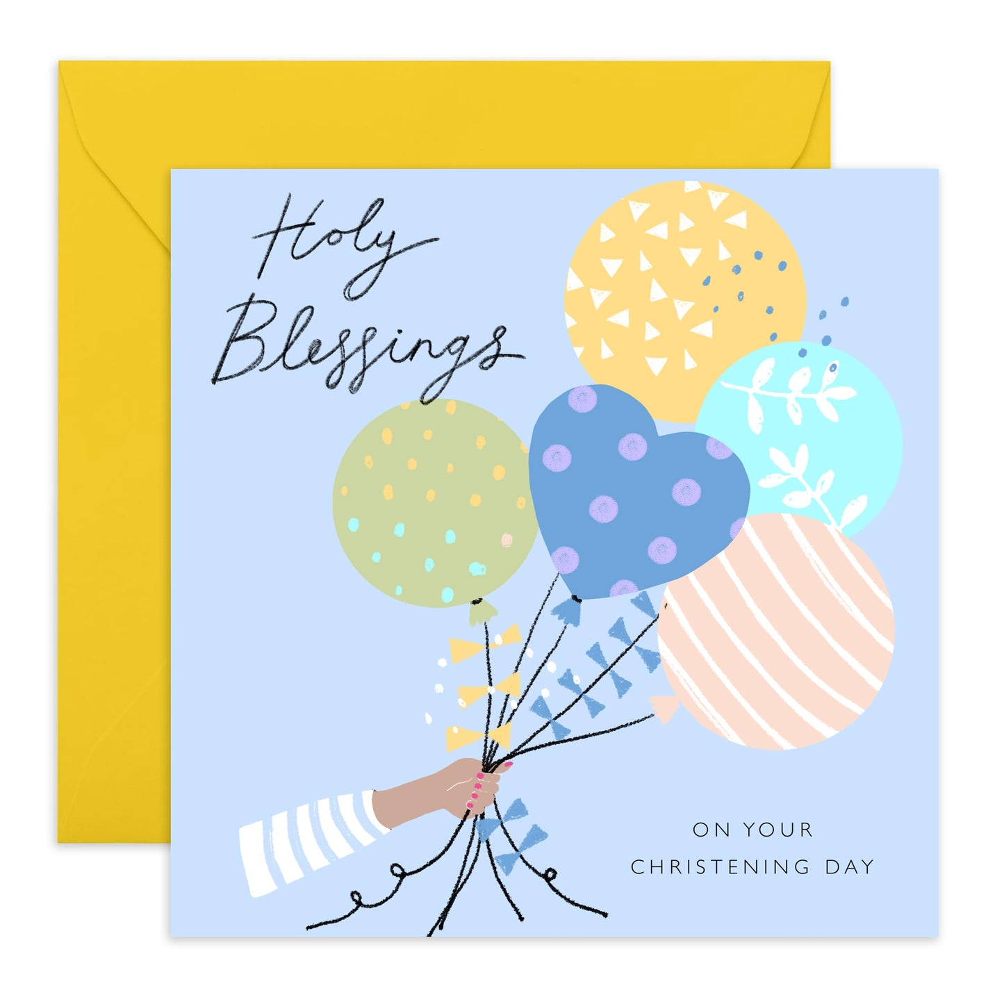 Christening Card For Baby Boy - Blue Balloons Christening - Dedication Day Card For Baby - Baptismal Card For Nephew - Baptism Grandson - Gift From Aunt Uncle - Comes With Fun Stickers By Central 23