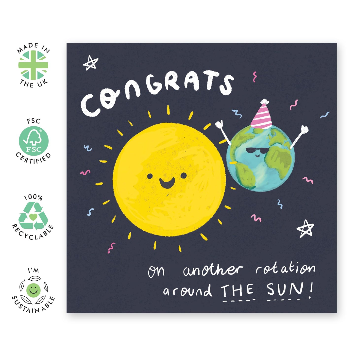 Birthday Greeting Card - 'AROUND THE SUN!' - Perfect for Celebrating Another Trip Around the Sun with Joy & Cheer - Ideal for Friends Family BFFs Besties Loved Ones - Comes With Stickers By Central 23