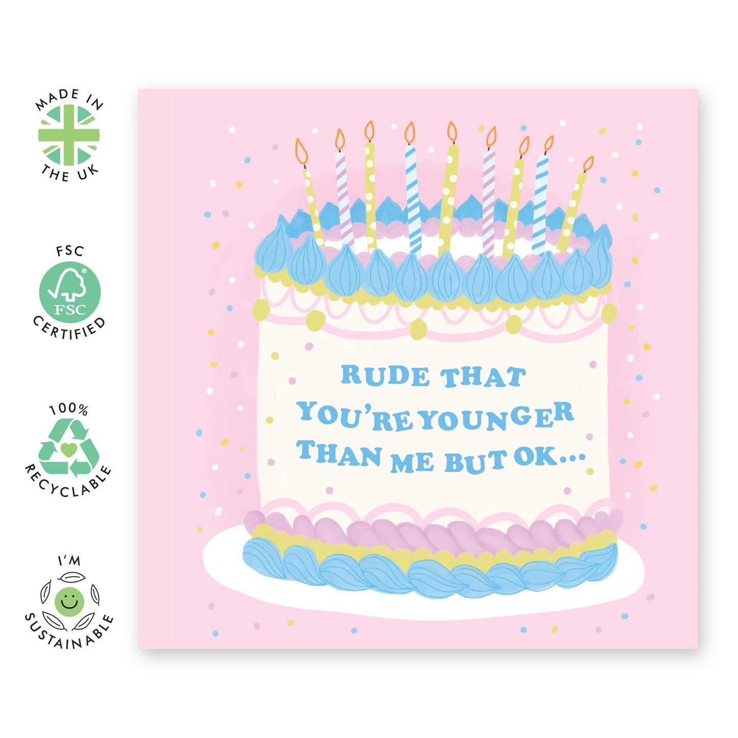 Best Friend Birthday Card - Rude That You're Younger Than Me - Funny Birthday Cards For Sister Friends Cousin - Gifts For Her Women - Comes With Fun Stickers By Central 23