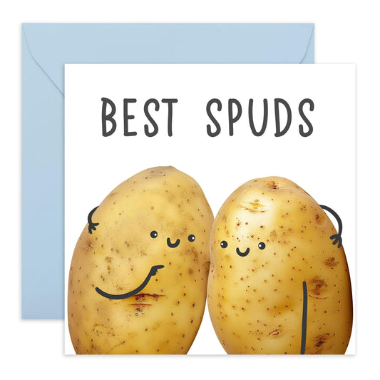 Best Friend Birthday Card - Best Spuds - Potato Pun - Humorous Birthday Cards For Men And Women - Friendship Gifts For Him Her - Friends Birthday Card - Comes With Stickers - By Central 23