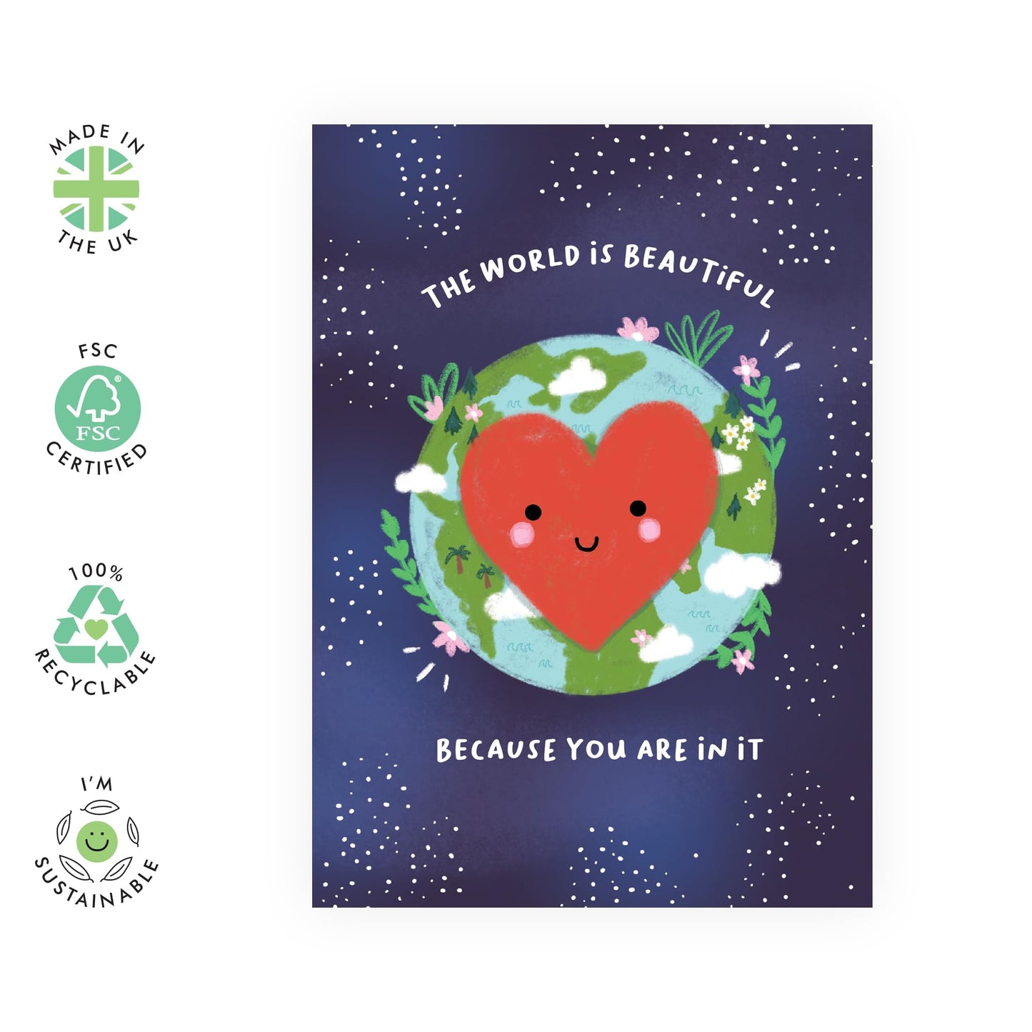 Sweet Greeting Cards For Girlfriend Boyfriend - The World Is Beautiful Because You Are In It - Husband Birthday Card - Wife Anniversary Card - Gifts For Him Her - Comes With Stickers By Central 23
