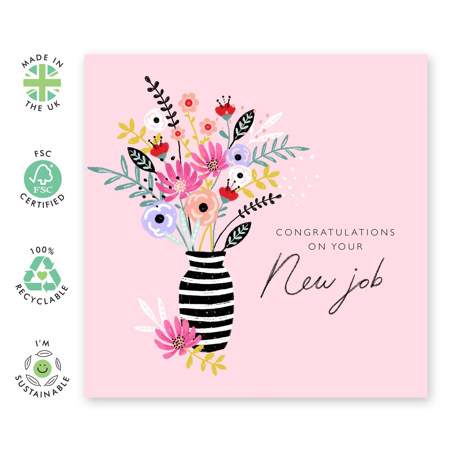 Congratulations On Your New Job Card - Good Luck Balloons - You're Leaving - Animal Congrats Greeting Card Husband Wife Son Daughter Boyfriend Girlfriend - Comes With Fun Stickers By Central 23