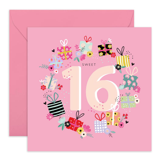 Sixteen Birthday Cards For Kids - Sweet 16 Birthday Presents - Girl Birthday Card 16th Year Old - Bday Card - Happy Birthday Card For Daughter Granddaughter Niece - Comes With Stickers By Central 23