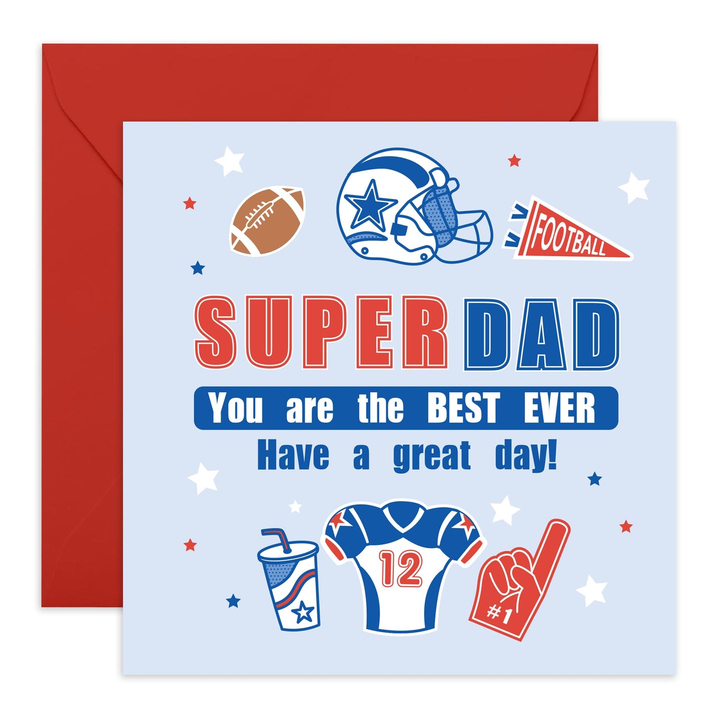 Cheerful Greeting Card - 'HAVE A SUPER DAY, DAD!' - Perfect for Celebrating Special MUMents with Love and Gratitude - Ideal for Fathers Daddy's Dads Family Members - Comes With Stickers By Central 23