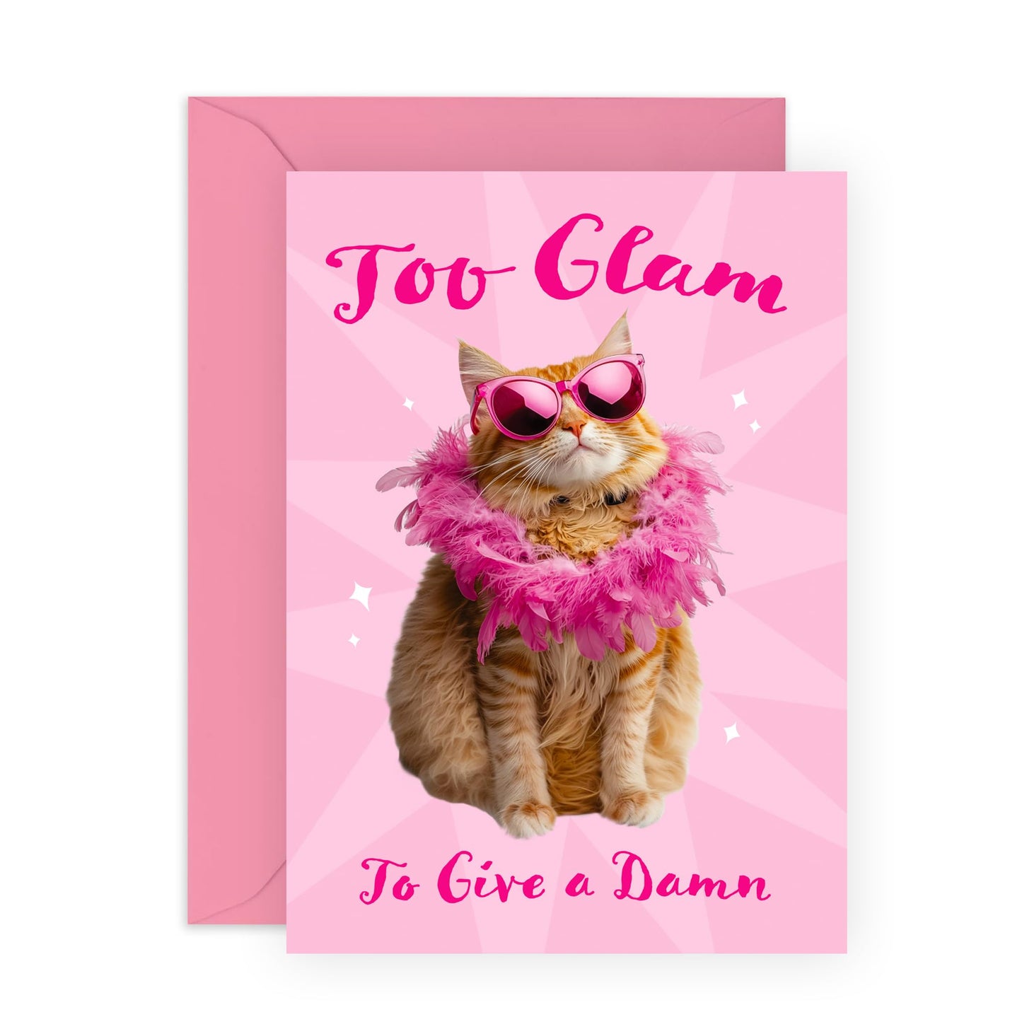 Fabulous Birthday Card - 'Too Glam To Give A Dam*' - Gifts for Bestie, BFF, Best Friend, Girlfriend, Sisters, Siblings, Family, Step Sis, In-Law, Her - Pink Wishes - Comes with Fun Stickers