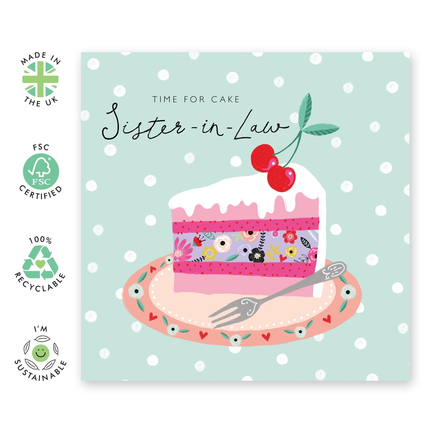 Happy Birthday Sister In Law Cards And Envelopes - Time For Cake - Sweet Heartfelt Gifts For Women Female - Birthday Cake - Gifts For Her - Comes With Fun Stickers By Central 23