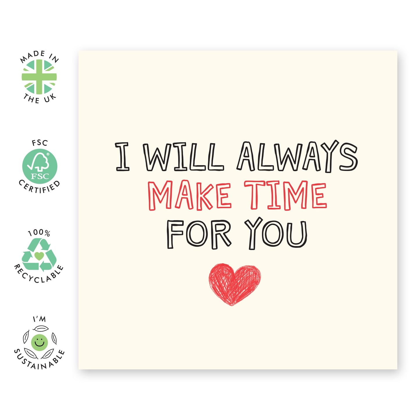 Sweet Message Greeting Card - 'Always Make Time For You' - Gifts for Married Couples, Wife, Husband, Spouse, Partner, Him, Her, Girlfriend, Boyfriend - I Promise - Comes with Fun Stickers