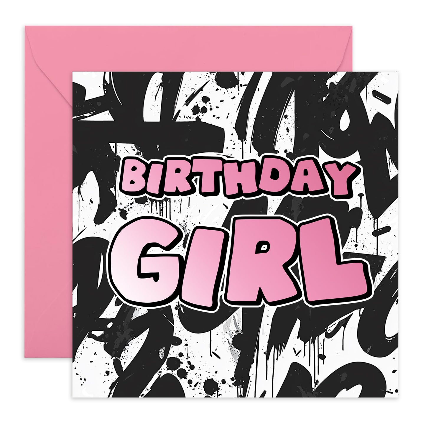 Grafitti Birthday Card - 'Birthday Girl' -Gifts for Ladies, Girls, Besties, Best Friends, BFF, Co-workers, Colleagues, Her, Ladies, Wife, Sister, Sis - Spray Paint - Comes with Fun Stickers