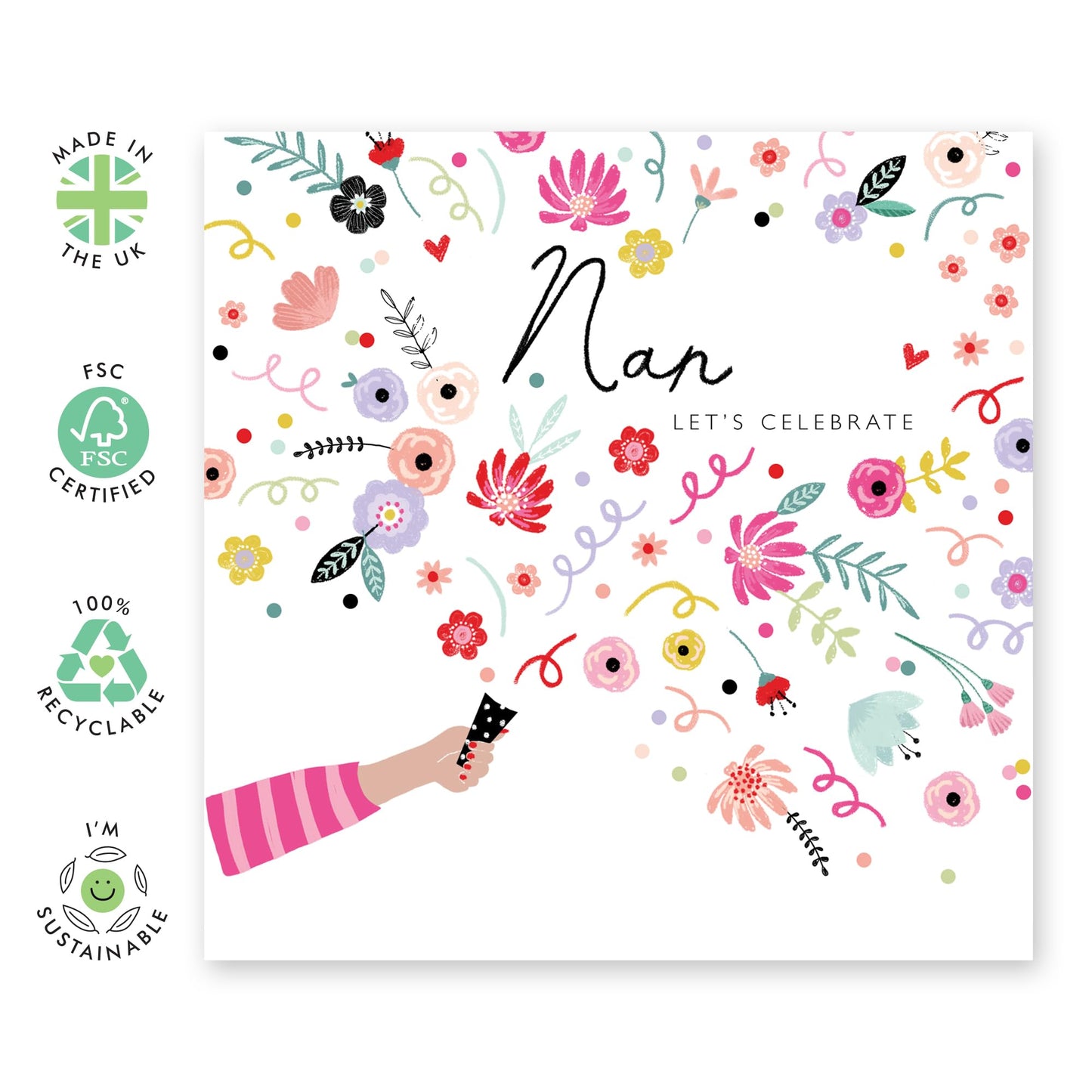 Grandma Birthday Card - Nan Birthday Card For Women - Granny Greeting Cards Flowers - Celebration Retirement Congratulations - Nanny Gifts For Her - Comes With Fun Stickers By Central 23