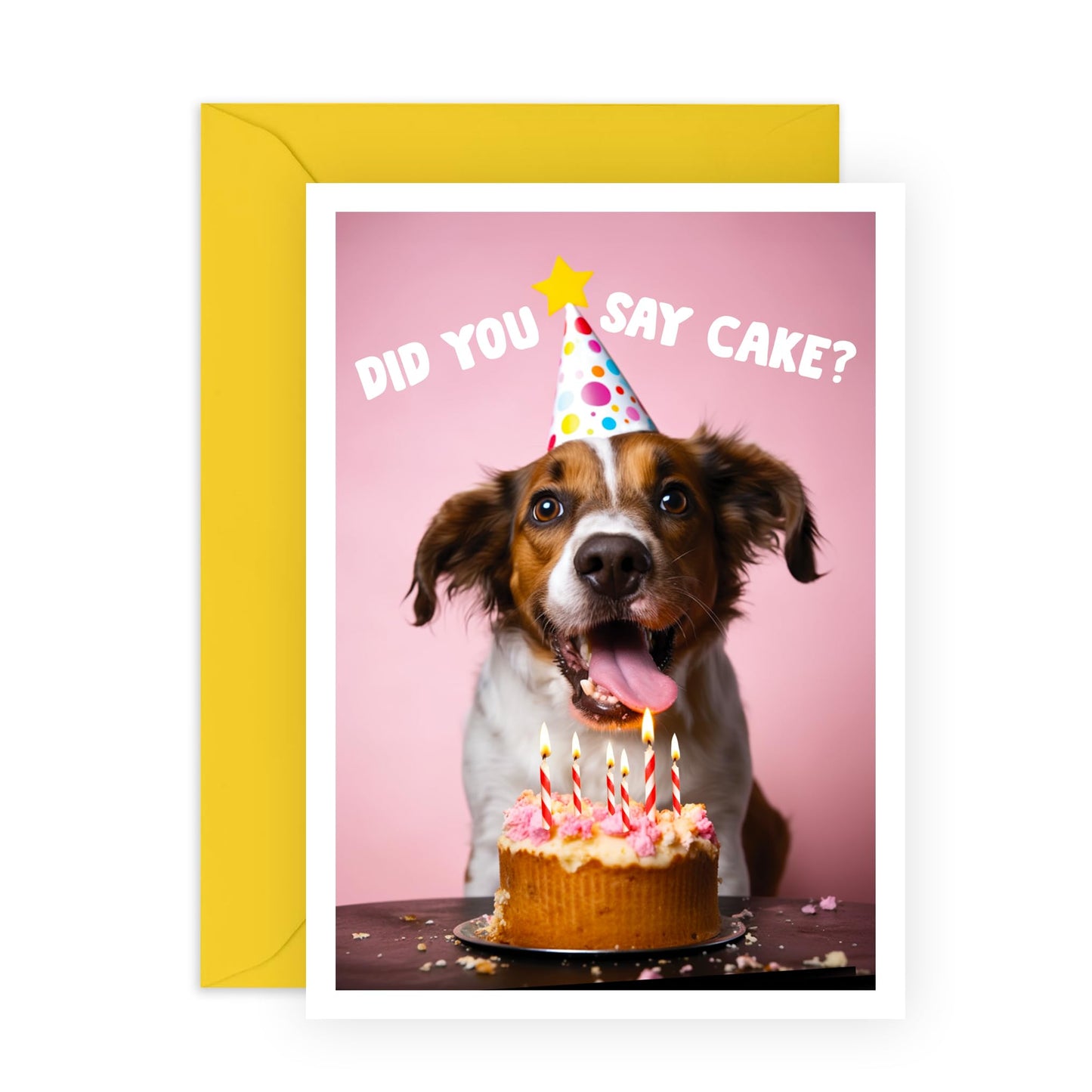 Dog Birthday Card - Did You Say Cake? Dog Birthday - Birthday Cards For Dog - Greeting Cards From Fur Parents - Gifts From Pets Fur Mum Dad - From Pet Owners Comes With Fun Stickers By Central 23