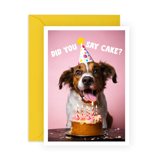 Dog Birthday Card - Did You Say Cake? Dog Birthday - Birthday Cards For Dog - Greeting Cards From Fur Parents - Gifts From Pets Fur Mum Dad - From Pet Owners Comes With Fun Stickers By Central 23