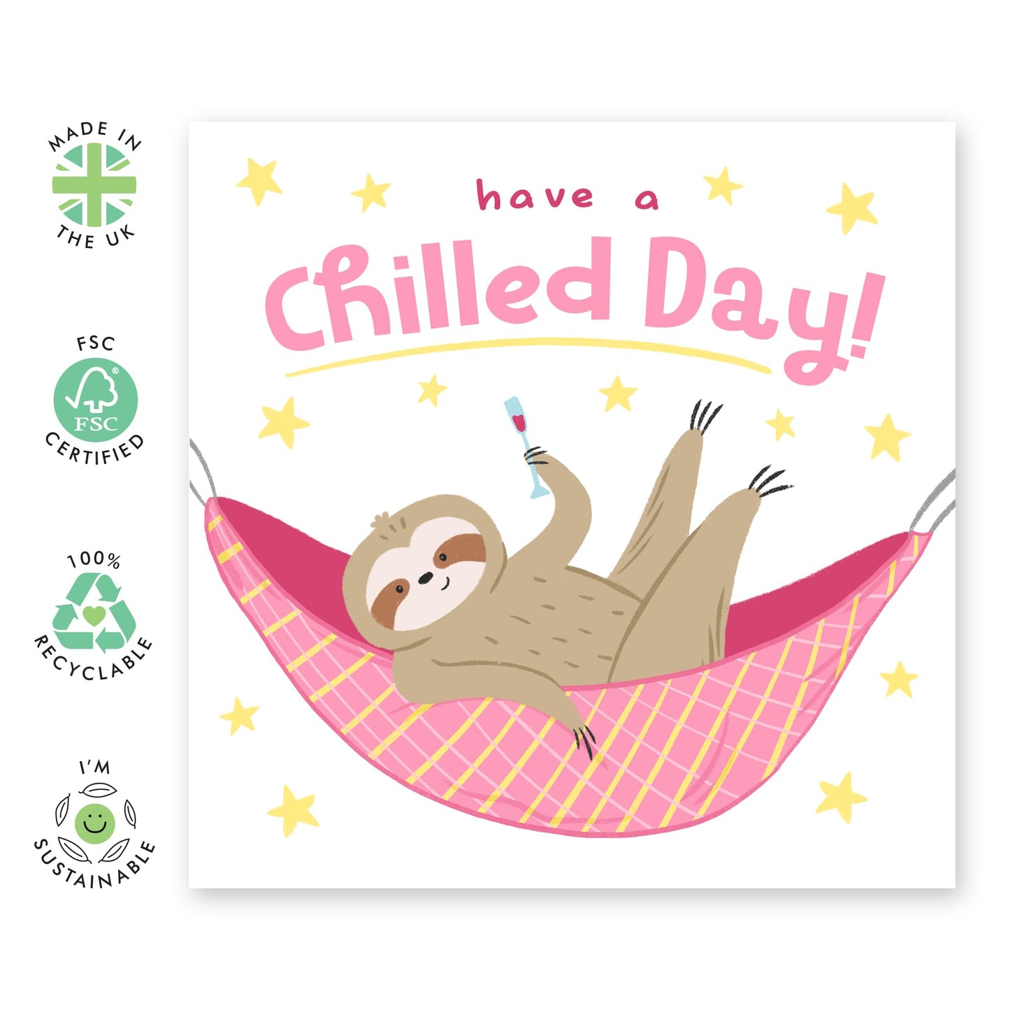 Mothers Day Card From Son Daughter - Chilled Day Sloth - Wife Anniversary Card - Gift From Husband - Valentines Card For Women - Gifts For Her - Comes With Fun Stickers By Central 23